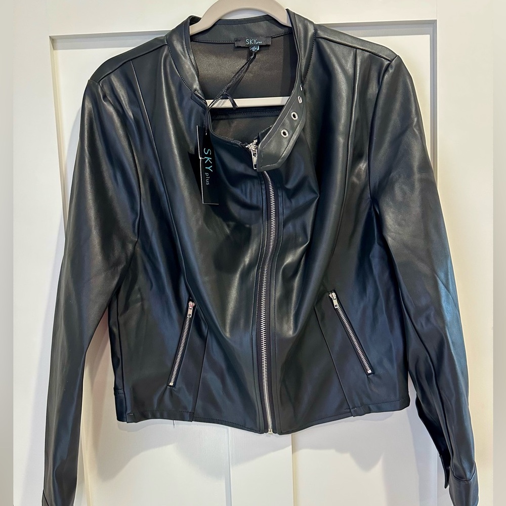 SKY PLUS FAUX LEATHER JACKET